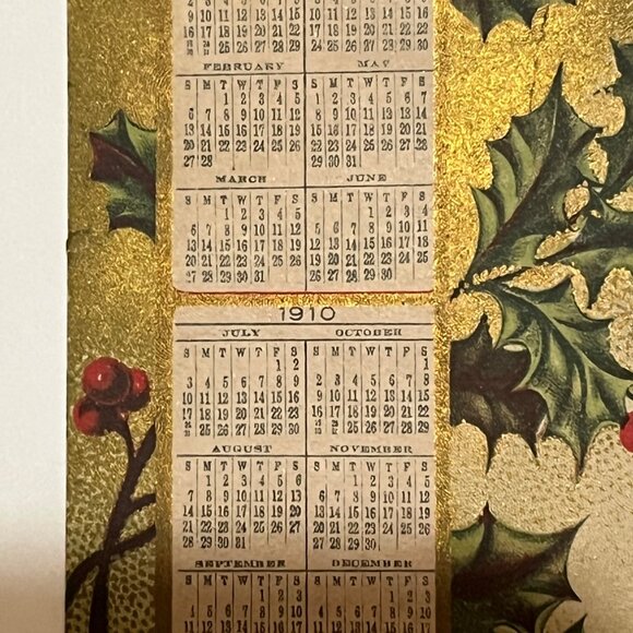 1909 Happy New Year Post Card with 1910 Calendar - Picture 4 of 7